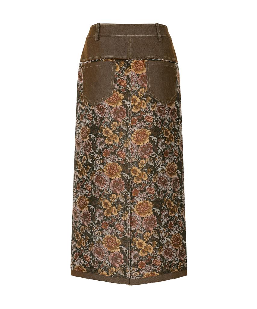 Yusentig Jacquard Long Skirt Brown Oe3As60093