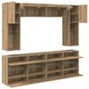 TV Wall Shelf Set with LED 6 pcs Artisan Oak Wood Based Material