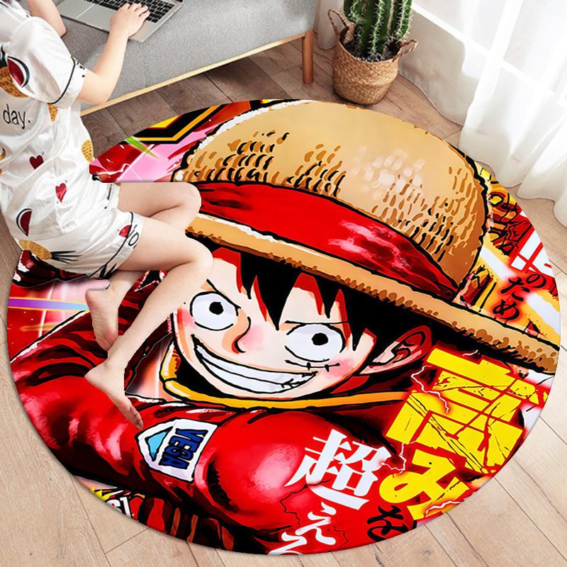 One Piece Monkey D Luffy Round Area Rug Carpet Rug For Living Room Bedroom Sofa Playroom Decor Nonslip Floor Mat