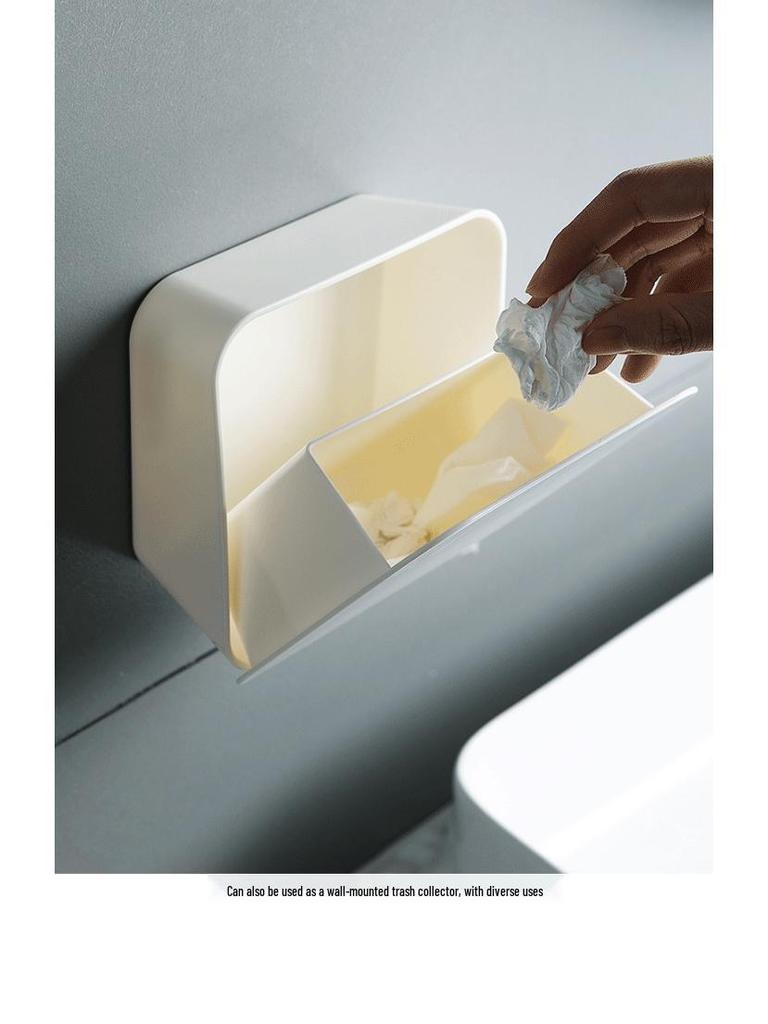 Wall-Mounted Plastic Storage Box: Flip-Top, Dustproof Organizer for Cotton Swabs, Sanitary Napkins, and Small Items