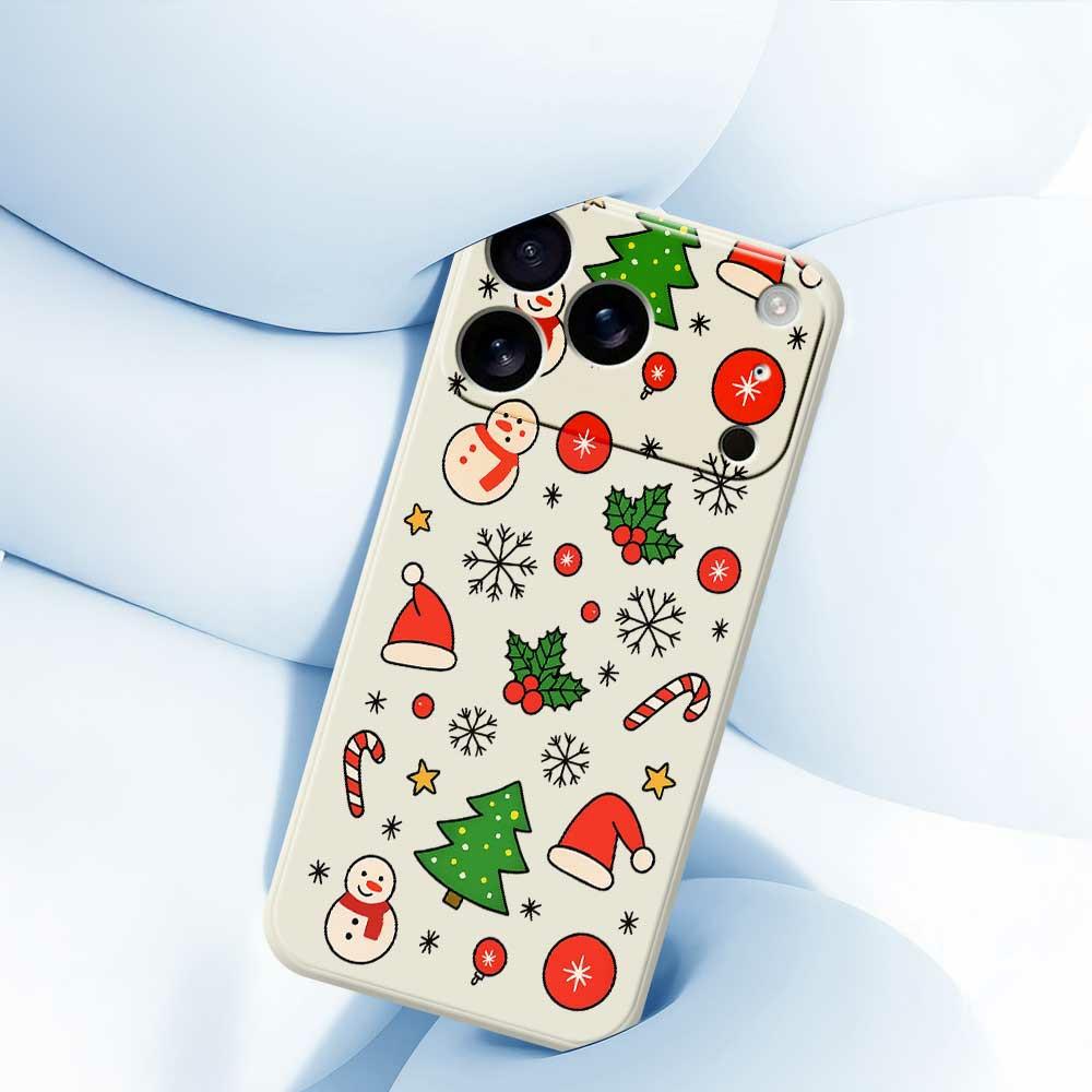 For iPhone 17 Pro Max Case Christmas Elements Pattern Printing Straight Edge TPU Phone Back Cover