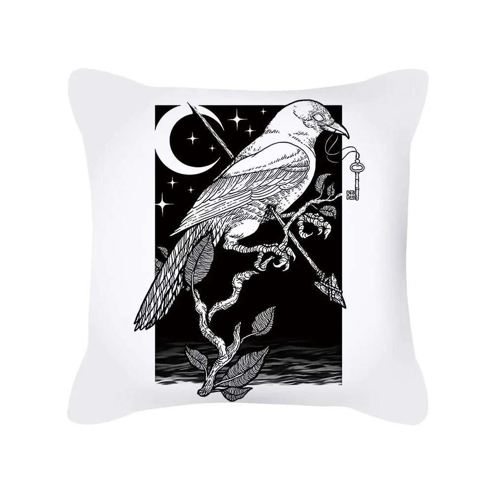 Punk Style Cushion Cover Skull Print Office Sofa Car Pillowcase Home Decor  Outdoor Square  Moda