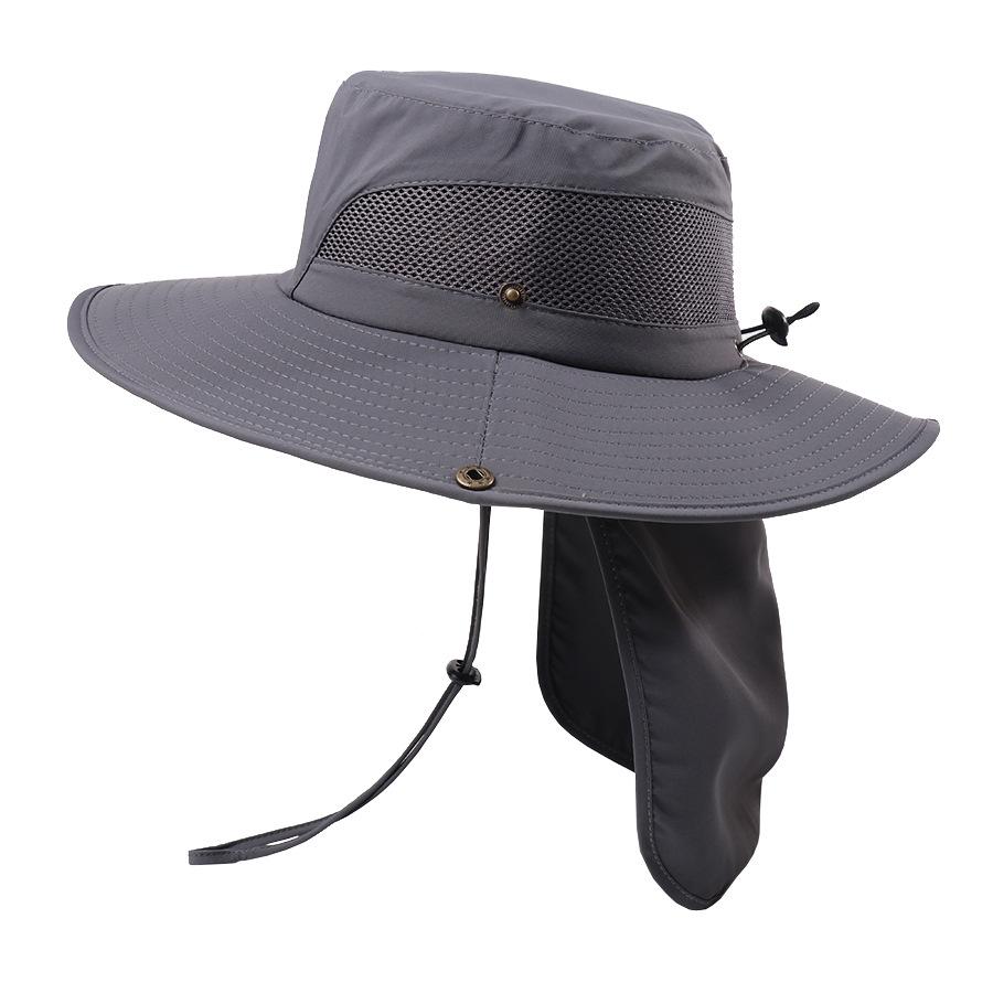 Men's summer sun hat outdoor mountaineering UV protection sun hat fishing hat shawl neck protection quick drying bucket hat