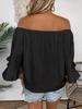 Elegante Top Elastico Bardot con Polsini Svasati e Laccio sul Fondo
