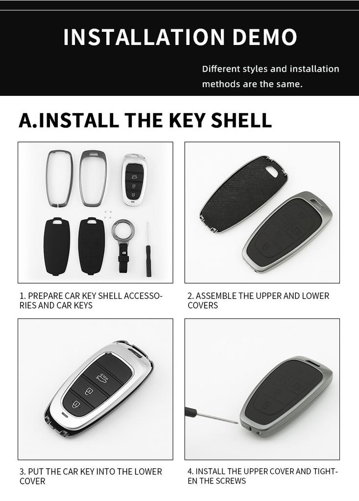 5 7 Tasten Zinklegierung Auto Smart Key Fob Abdeckung Hülle Schutzgehäuse Fernbedienung Passend für Hyundai Kona Ev Grandeur Gn7 Ioniq 6 Serie