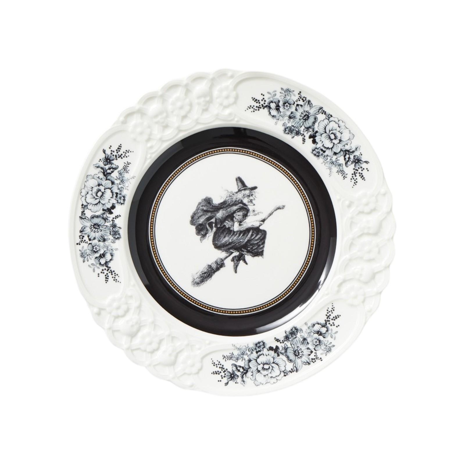 

Хэллоуинская ведьминская обеденная тарелка, черная и посуда One Size белый