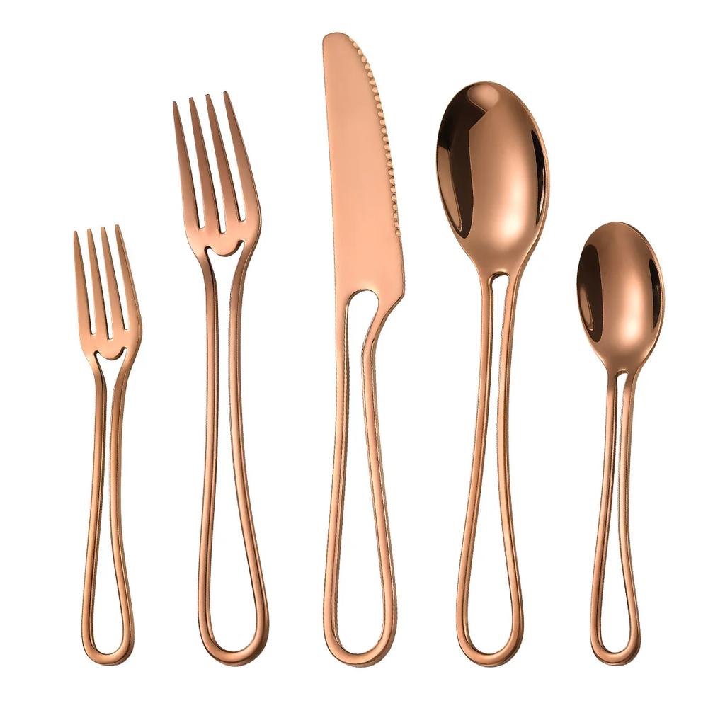 5Pcs Dinnerware Set Stainless Steel Cutlery Steak Knife and Fork Dessert Spoon Tableware Teaspoon Home Restaurant Cutlery Set