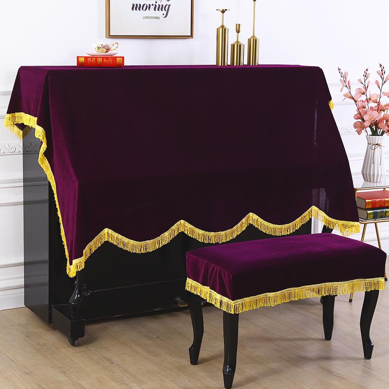 Husă pentru scaun de pian din catifea cu ciucuri Huse de protecție pentru jumătate de praf