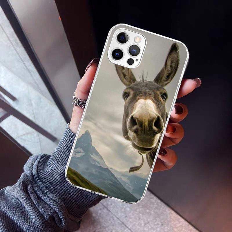Funny Donkey Phone Case For iPhone 17 Air 11 13 Mini 14 15 Plus 16 12 Pro Max 16E SE 7 8 Pattern Soft TPU Back Cover 13 12 Mini