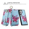 Flower Wristband Detachable Wallet Cards Holder Case for Samsung Galaxy S25 S24 S23 Ultra S22 Plus Note 20 Magnetic Cover