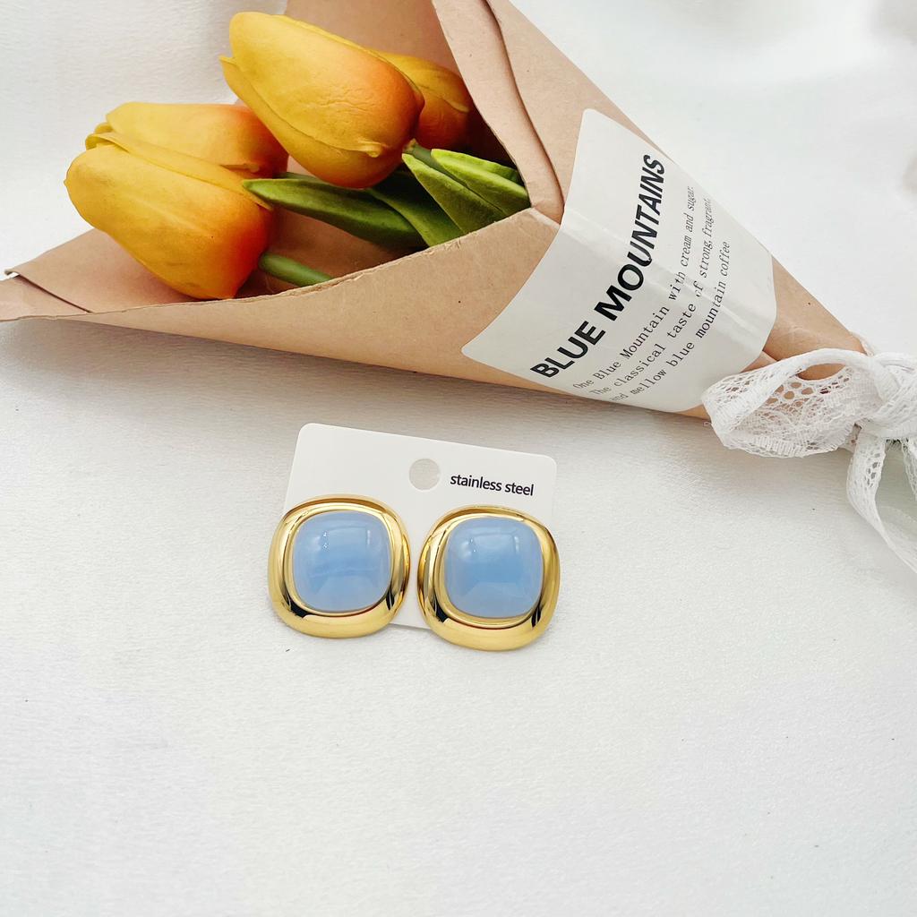 AB Hot-Selling Simple Non-Fading Earrings Square Earrings for Women Fashionable Jewelry with Trendy Colours for Anniversary
