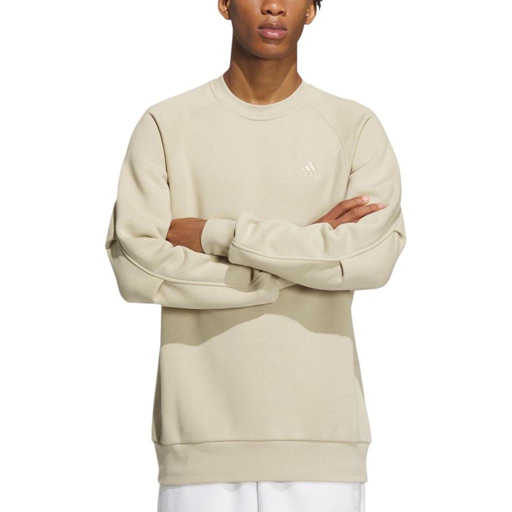Adidas All Szn Oversized Sweatshirt Solid Color Letter Logo Embroidery Detail Sports Crew Neck Pullover Men Sweatshirt Prairie-Brown IY4282