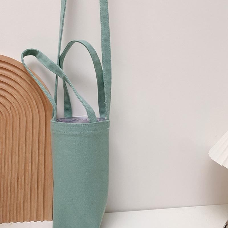 Outdoor Canvas Water Bottle Bag Portable Water Bottle Holder Sleeve Pouch with Strap for Camping, Hiking, Traveling