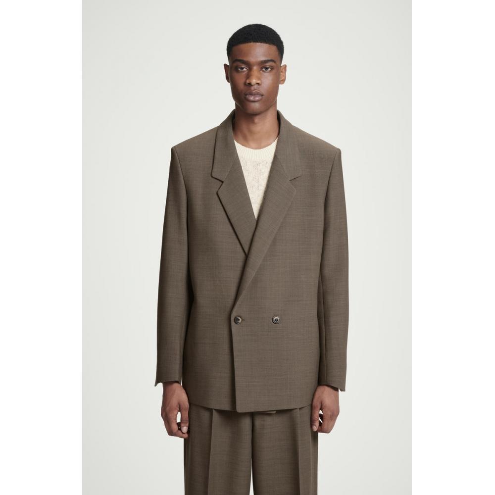 

Cos Japan Oversized Double Breasted Wool Blend Blazer dark beige/54
