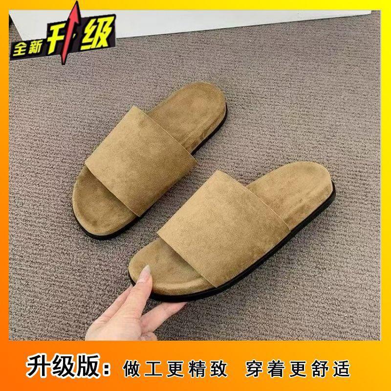 Korean version of comfortable flat-bottomed versatile cool slippers for women in the summer of 2025, new fairy wind one-word cool slippers for wome