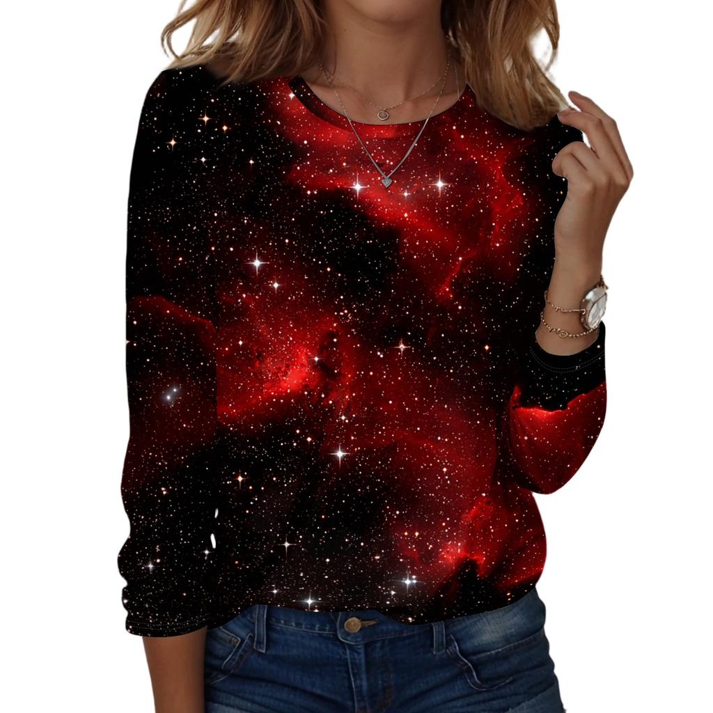 Women's Fashion Casual Long Sleeve Halloween Print Pullover Sweatshirt Crew Neck Top for Fall Seasonal Wear
