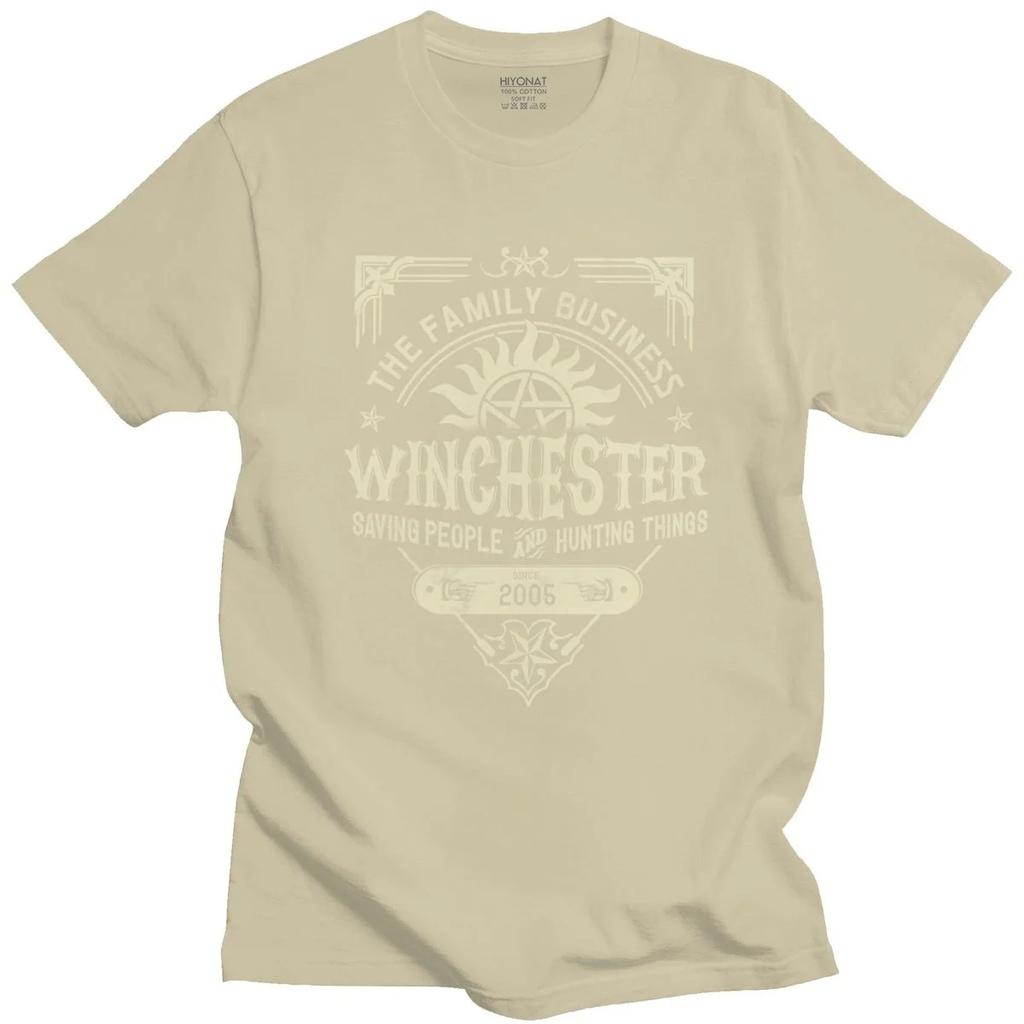 Hip Hop Supernatural Winchester Business T Shirt for Men New Design T-Shirt Big Size Homme Tee Tops TV Show Tshirt Merch 65781