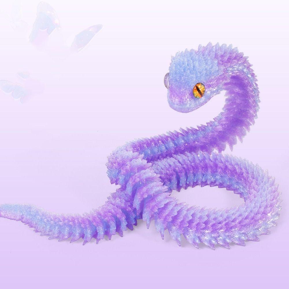 30/45/60cm 3D Printed Snake Toy Multicolor Simulation Snake Model Christmas