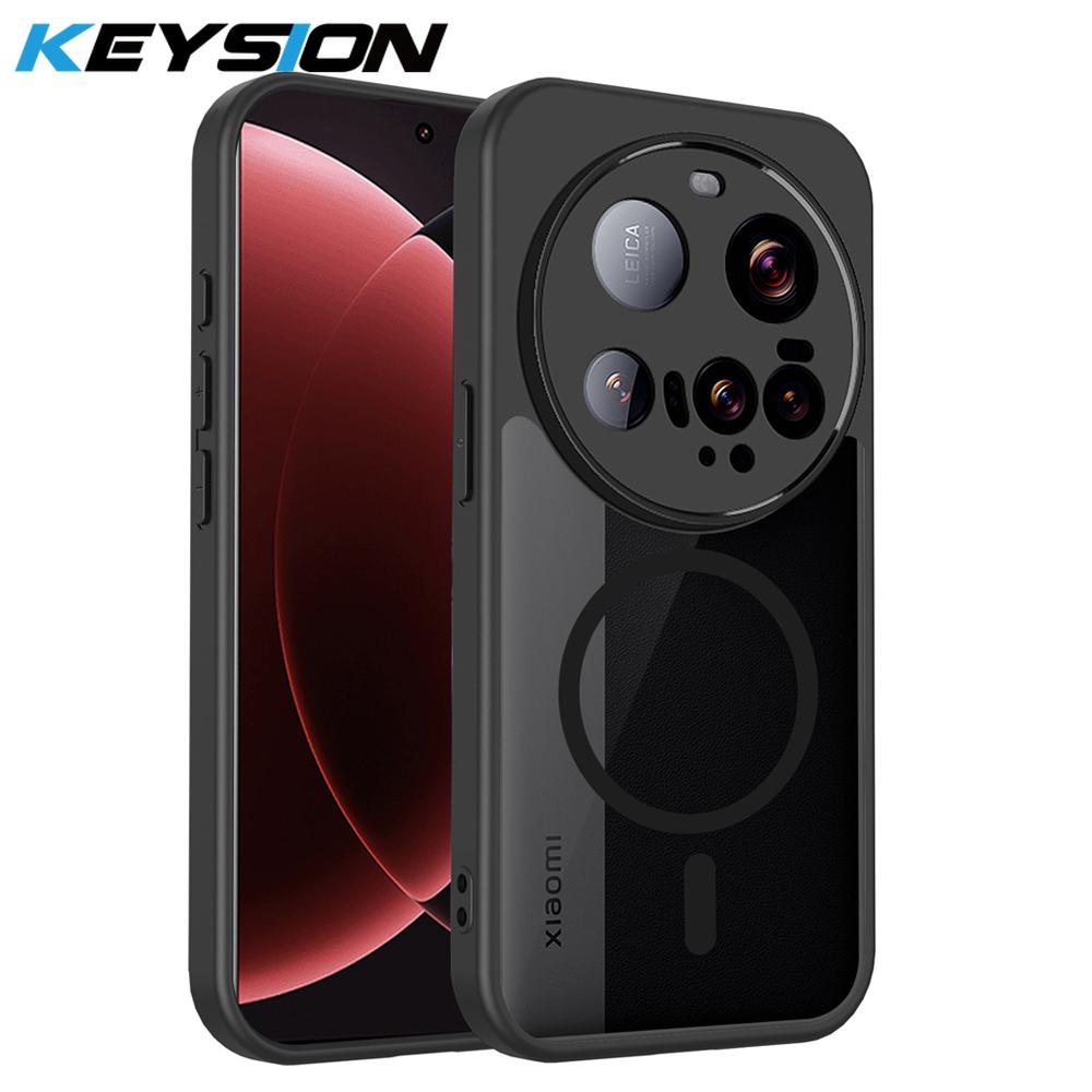 

KEYSION Magnetic Phone Case for Xiaomi 15 Ultra 5G Silicone+PC Matte Translucent Clear Shockproof Cover for Xiaomi 14 Ultra 5G for Xiaomi 14 Ultra чорний