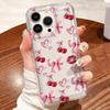 Red Bow Cherry Silicone Clear Phone Case for iPhone 17 16 15 14 13 12 11 Pro Max Mini Air XS XR 7 8Plus SE2 16e Shockproof Cover