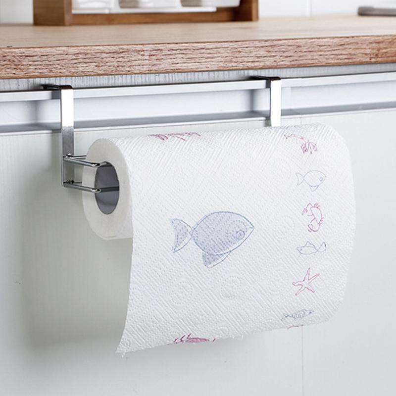 Cabinet Door Towel Holder Tissue No Punch Organizer Storage Rack Kitchen Paper Towel Storage Organizer Hook For Bathroom