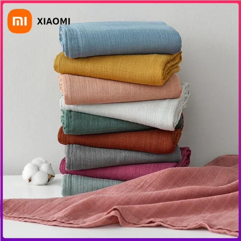 Xiaomi Muślinowe Kocyki Otulacze dla Niemowląt 2 Warstwy Oddychające Przyjazne dla Skóry Kocyki Odbiorcze dla Noworodków Otulacz Podstawowe Akcesoria dla Niemowląt 120*110cm