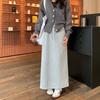 Women's Fleece Lined High Waist A-Line Sweatshirt Midi Skirt with Drawstring