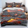 3D Volcano Lava Magma Comforter Bedding Set,Duvet Cover Bed Set Quilt Cover Pillowcase,King Queen Size Bedding Set Adult Child