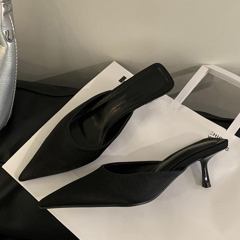 Liyke Leopard Print Women Pumps Slippers Sandals Elegant Pointed Toe Low Thin Heels Mules Sildes Summer Fashion Party Prom Shoes