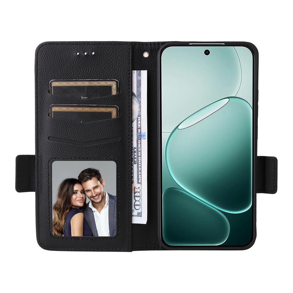 Leather Case for Oppo A6 Pro 4G/A6 Pro 5G/F31 5G Litchi Texture Wallet Phone Cover with Wrist Strap
