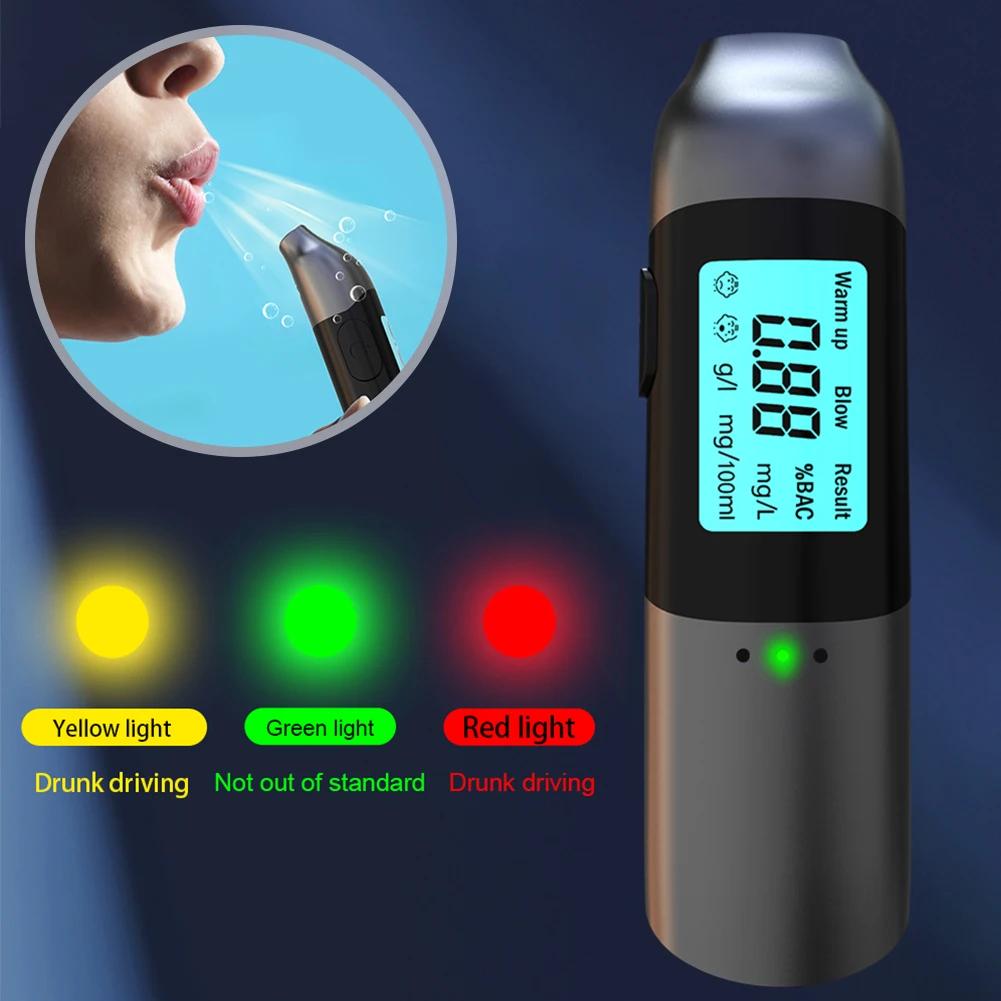 Alcohol Tester High Precision Breathalyzer Alcometer USB Rechargeable Non-contact LCD Display Digital Portable Alcohol Detector