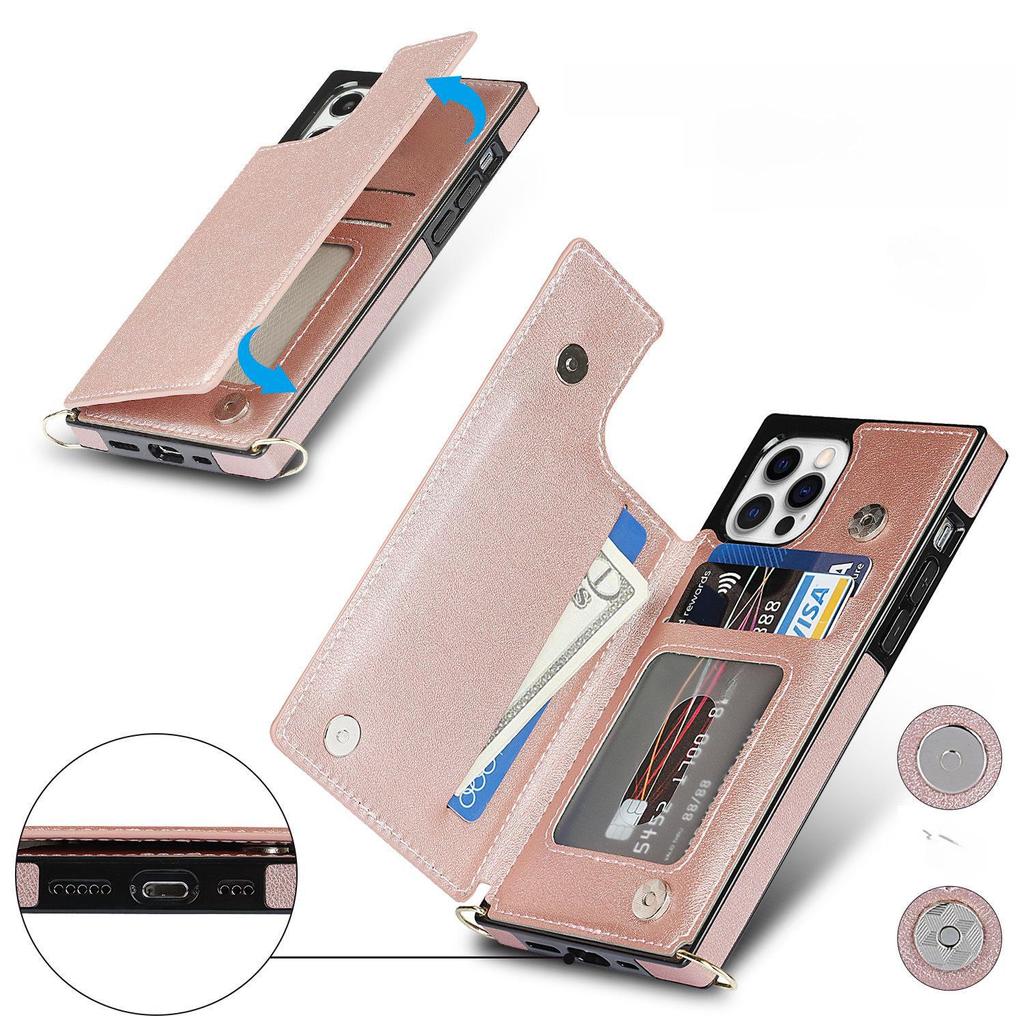 iPhone 14 Crossbody Phone Case with Card Slot for Apple 11/12/13/14 PRO - Women's Leather Protective Cover