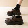 Fashion CRLAYDK Vintage Women's Chunky Platform Penny Casual Loafers Leather White Fashion Office Work Comfort Lace-Up Ladies Shoes