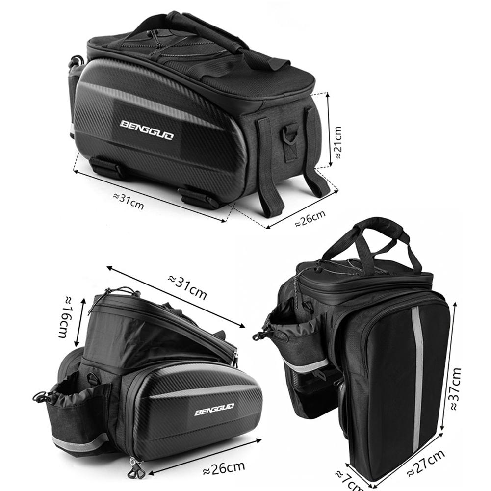 Bike Panniers with Reflector & Shoulder Strap Saddle Seat Bag Carrier Bicycle Rear Seat Pouch for Commuter Travel Outdoor