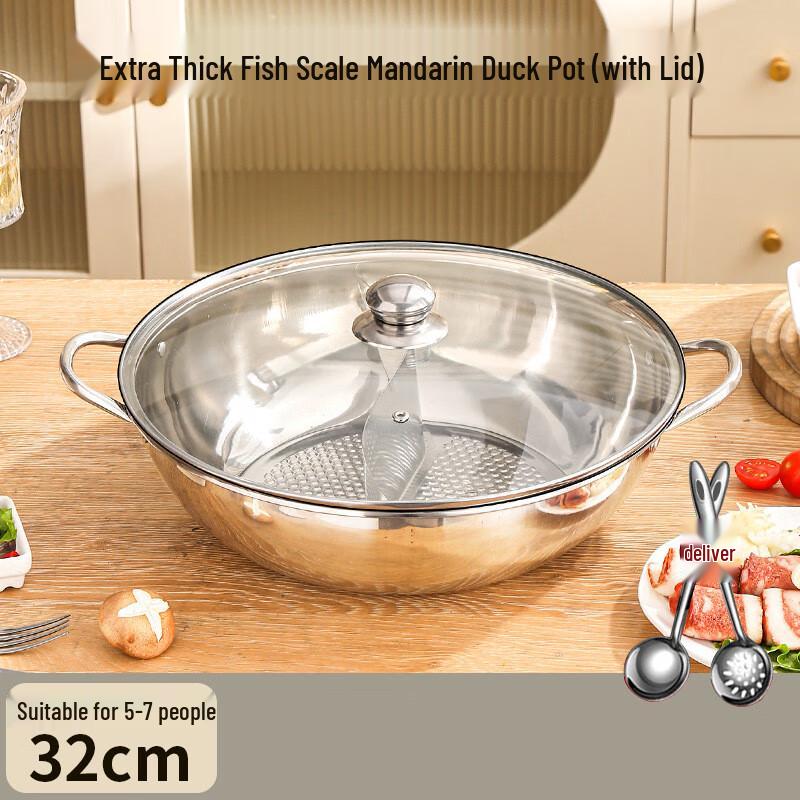 Premium 34cm Edelstahl Antihaft-Mandarinenente Hot Pot