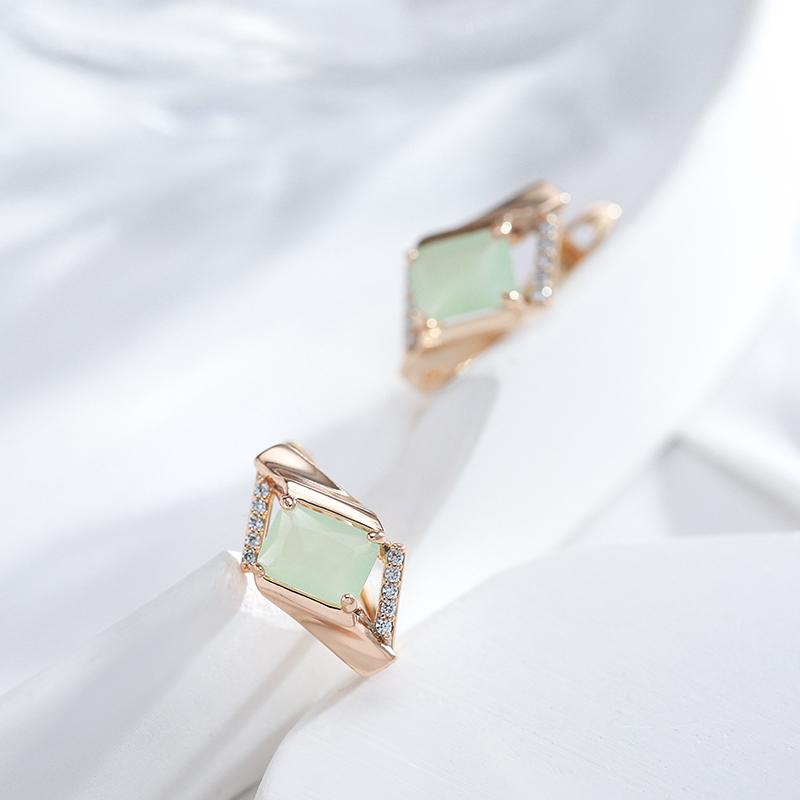 New Square Emerald Cut Zircon Drop Earrings For Women Luxury  Rose Gold Color Earrings Trend Wedding Fine Daily Jewelry