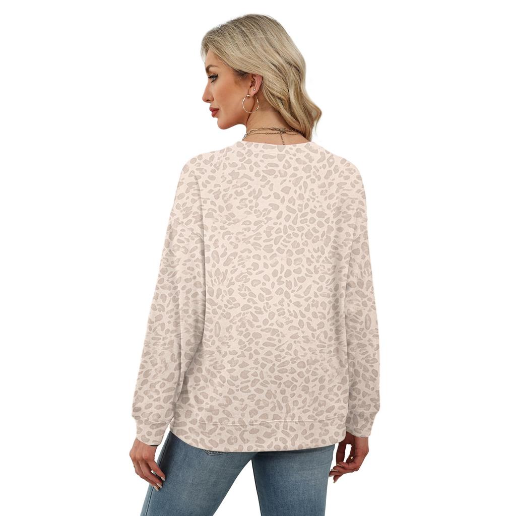 Women's Leopard Print Loose Fit Top, Casual Versatile Shirt for Fall and Winter Everyday Wear