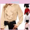 Loose Casual Color Womens Solid Ruffle Edge Shirt Long Sleeved Shirt Fashionable Shirt