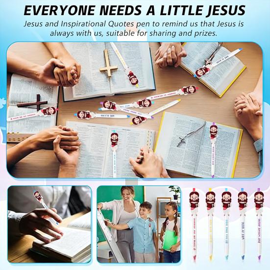 Mini Jesus Kugelschreiber Glattes Schreiben Schnelltrocknende Tinte Stift mit Inspirierendem Zitat Einzigartiges Geschenk für Kirche Sonntagsschule Bibelstudium