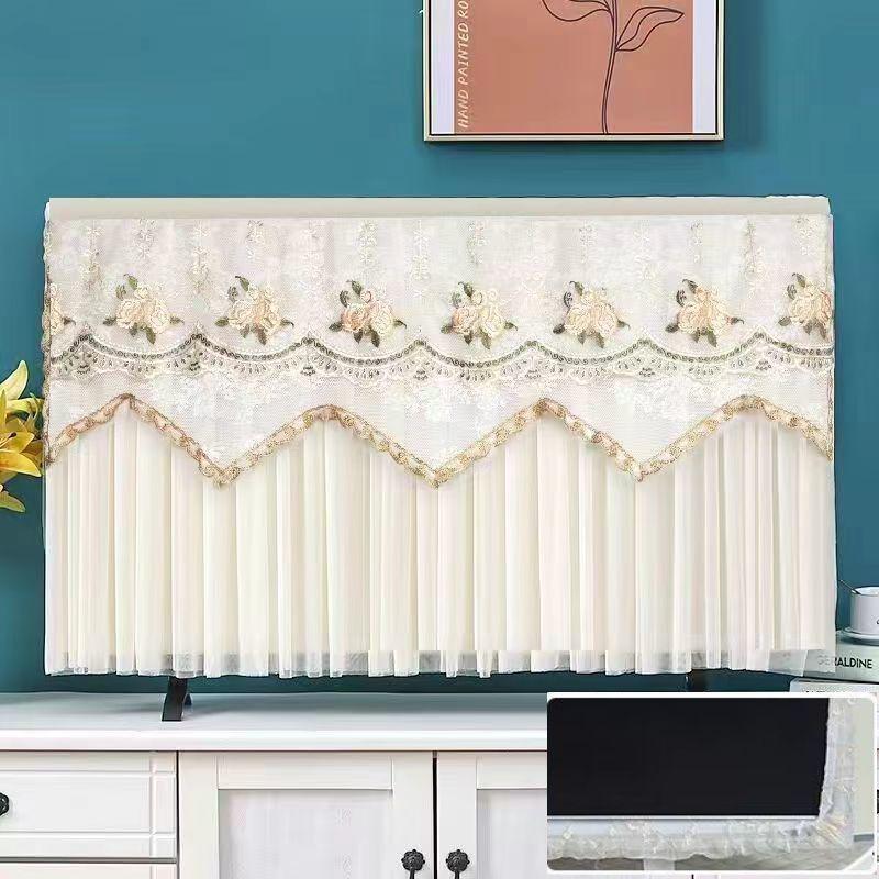 Universal Chinese Style Dustproof TV Cover - Full Wrap, Boot Up Without Removal, 55-75 Inch Compatibility