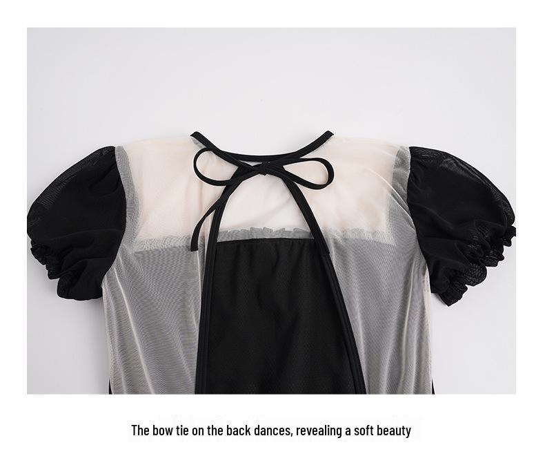Adult Puff Sleeve Ballet & Gymnastics Body Shaping Suit - Short Sleeve Dancewear for Practice & Exams