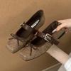 Fashion High Quality Cotton Mary Jane Shoe Women Sweet Square Toe Butterfly-knot Flats Fashion Comfort Narrow Buckle Brand Designer Shoe