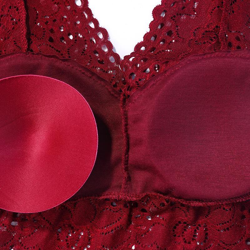 Women's Sexy Lace Camisole Vest with Chest Pads - Slim Fit, Medium/Long, Breathable Summer Underwear