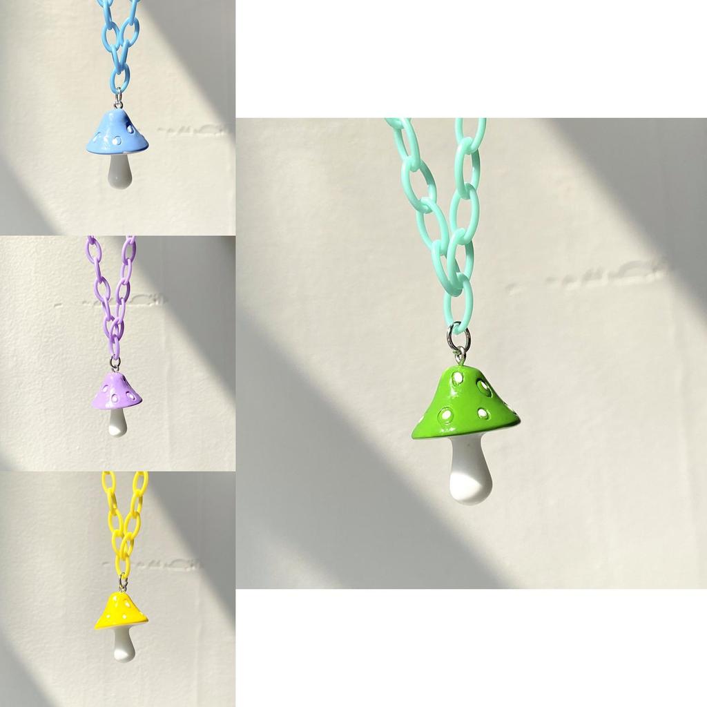 Colorful Resin Mushroom Necklace For Women Stunning Geometric Style Fashion Jewelry