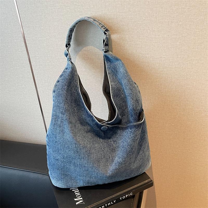 Large Capacity Denim Bag for Women, New Summer Style, Simple and Versatile Underarm Bag