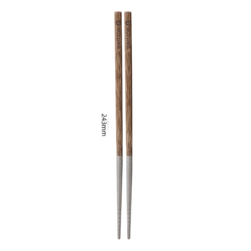 243mm Long Chopsticks Anti-slip Anti-scalding High-strength Tableware/Kitchenware Made of Wood And Pure Titanium