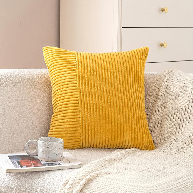 Corduroy Splicing Pillow Cover Living Room Sofa Cushion Solid Color Waist Pillow Pillow Cover