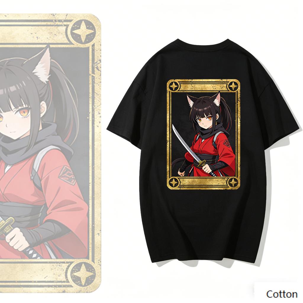 Japanese Anime Samurai SwordsUnisex Print Cotton T Shirt Unisex Women Retro Streetwear Loose Casual Tee