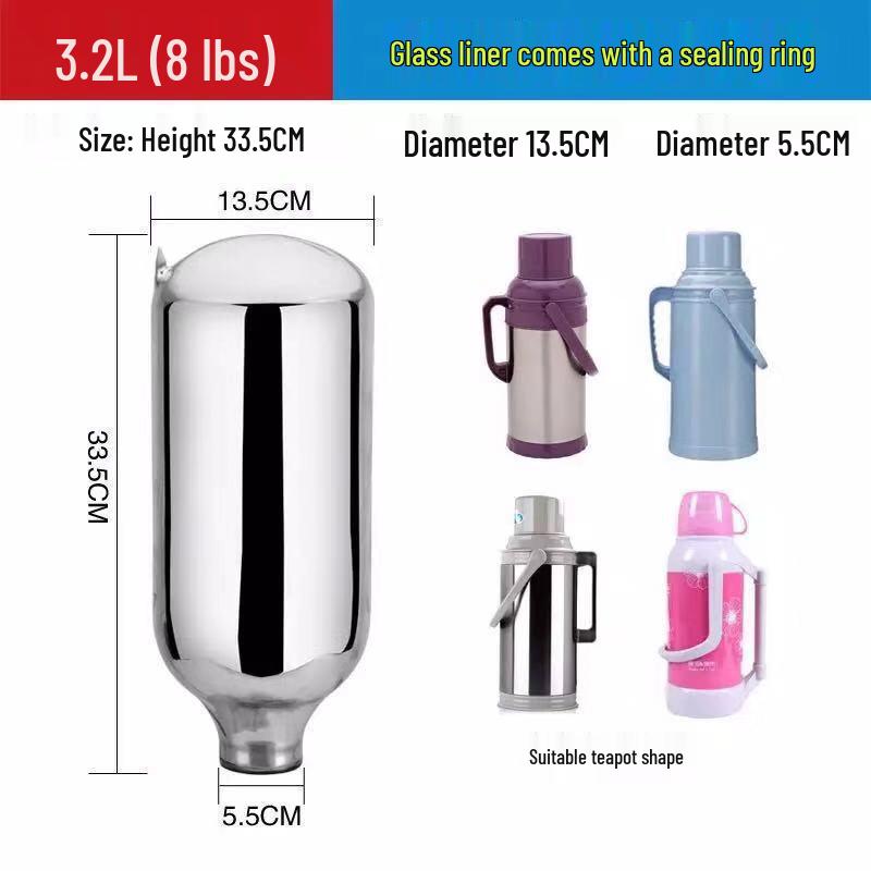 Universal Small-Caliber Glass Thermos Liner for Hot Water Bottles
