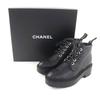 Excellent CHANEL Short Boots Black Leather Women 36 20B G36416 Used